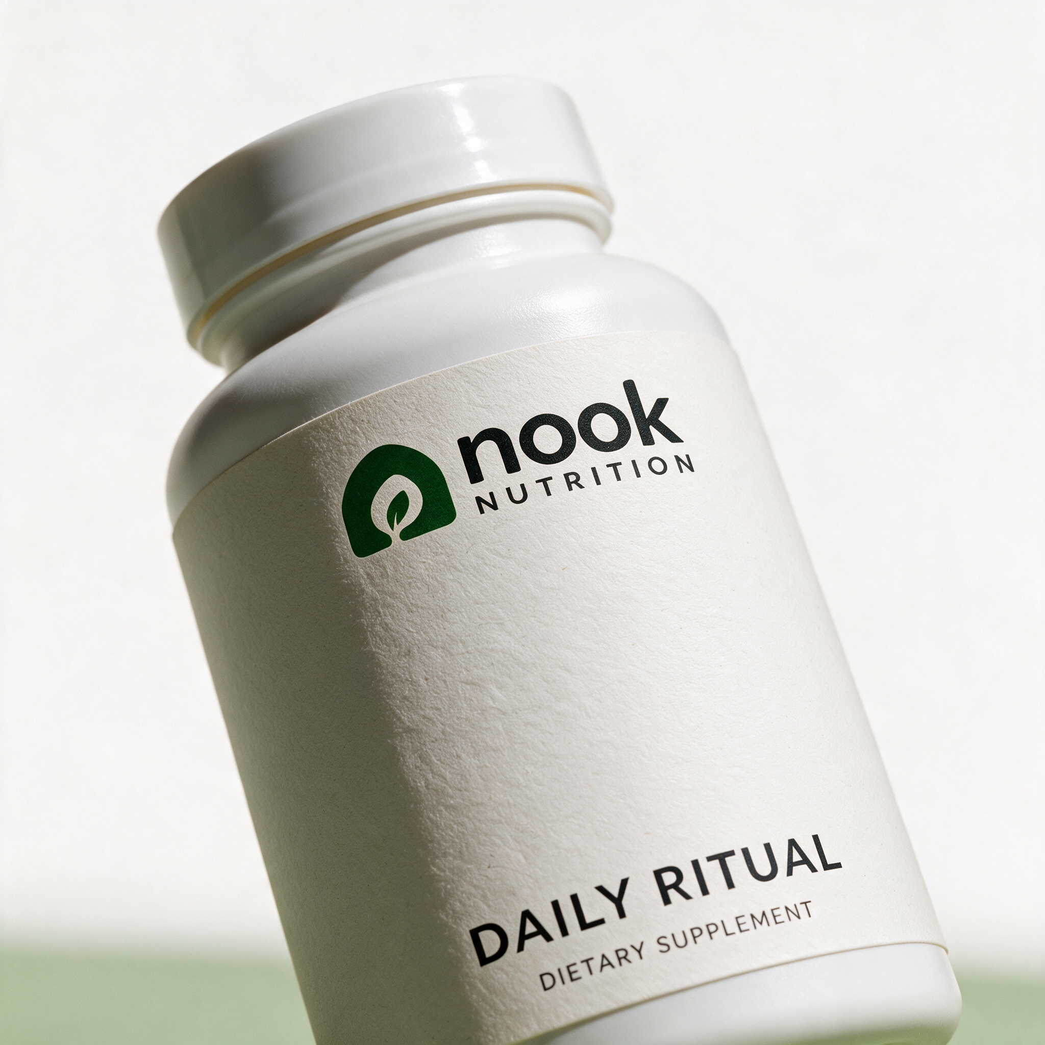 Close-up detail of the Nook Nutrition Daily Ritual concept label