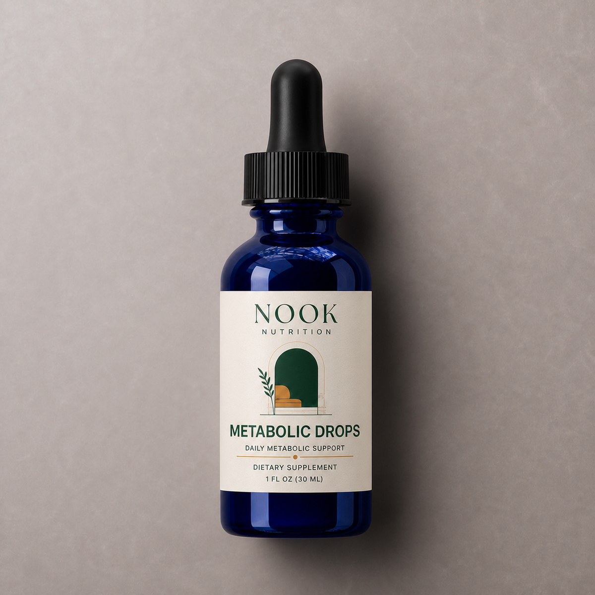 Nook Metabolic Drops — corrected NOOK NUTRITION front-only product art