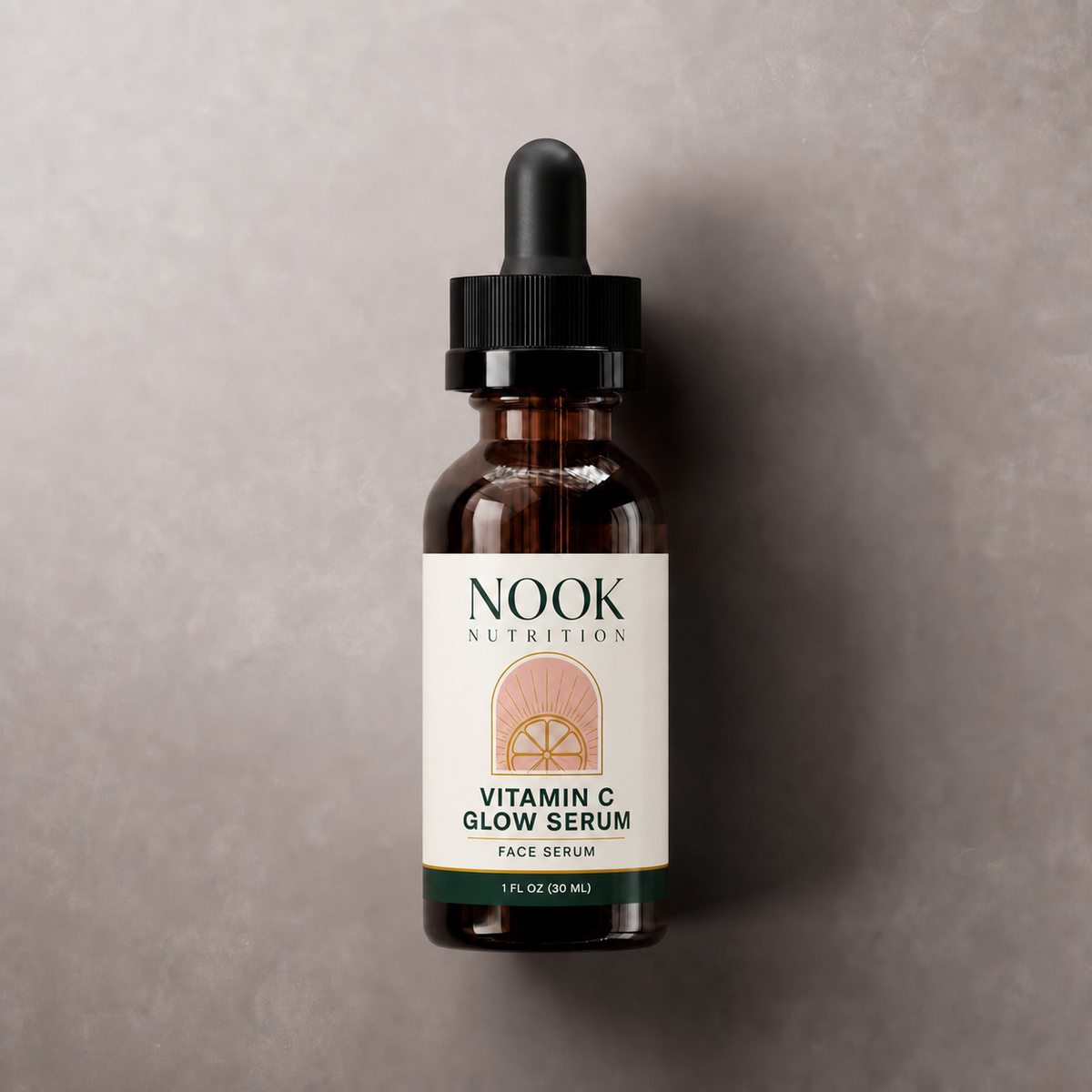 Nook Vitamin C Glow Serum — corrected NOOK NUTRITION front-only product art